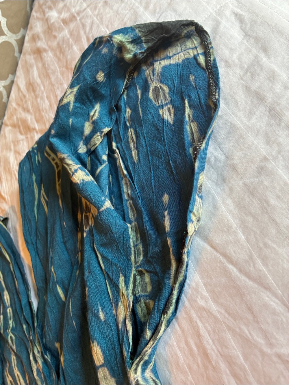 BOGO FREE-Blue Tie-Dye, Flowy Wrap Style Crop Top W/Tie Closure- Size Small - Picture 7 of 9